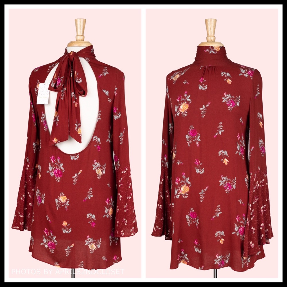 FREE PEOPLE BOHO FLOWY MINI TUNIC BOHEMIAN PRINT DRESS A3C - Picture 3 of 16